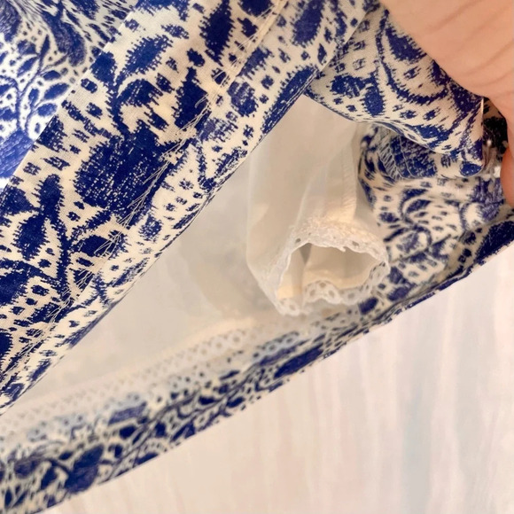 80%OFF❣️ Alex Mill Blue & White Hearts on Vines Print Midi Skirt, XS - Picture 7 of 10